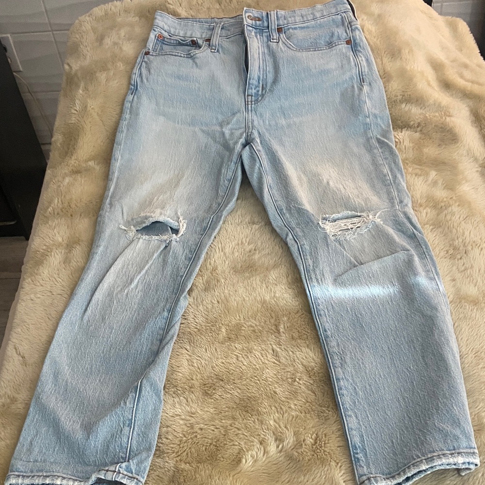 Madewell Light Blue Distressed Women's Ankle Jeans